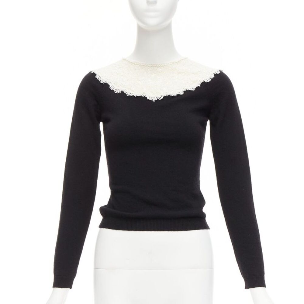 Valentino Beaded Lace Collar Sweater